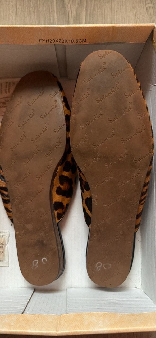 Leopard Print Calf Hair Mule Slides 8.5m - photo 3