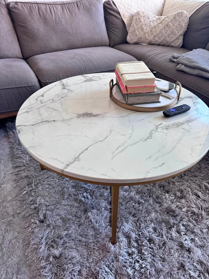 Marble & Gold Coffee Table + Side Table Set