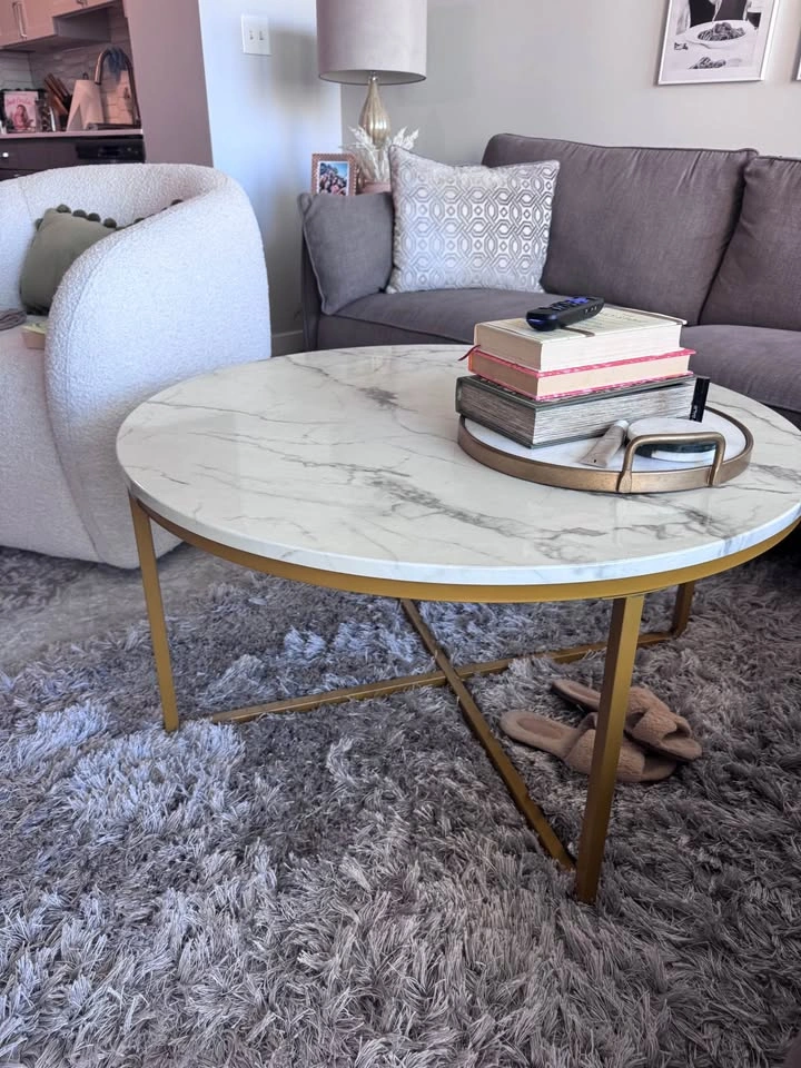 Marble & Gold Coffee Table + Side Table Set - photo 2
