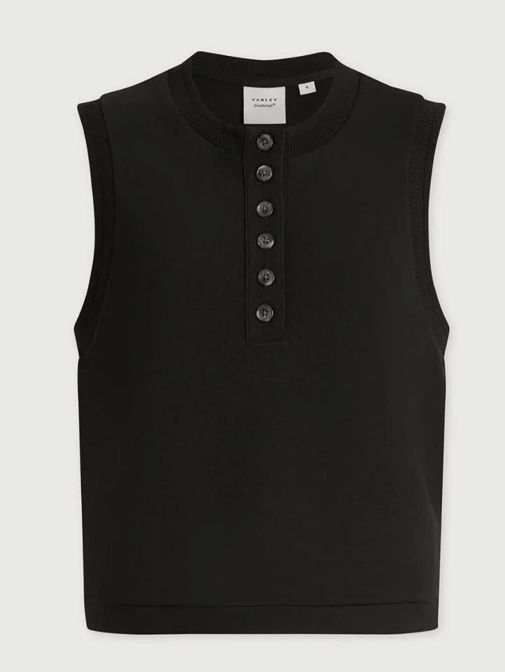 VARLEY Marla Button Placket Tank NWOT Black Size Small