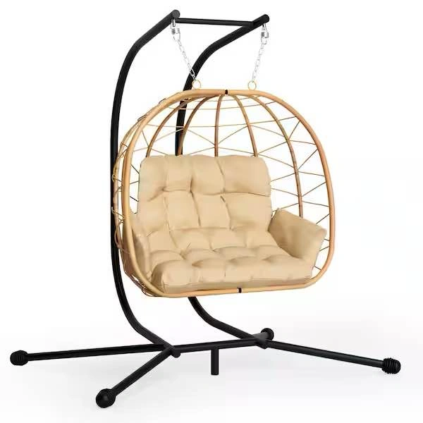 (can deliver) 2-Person Hanging Egg Swing Chair – Beige - photo 2