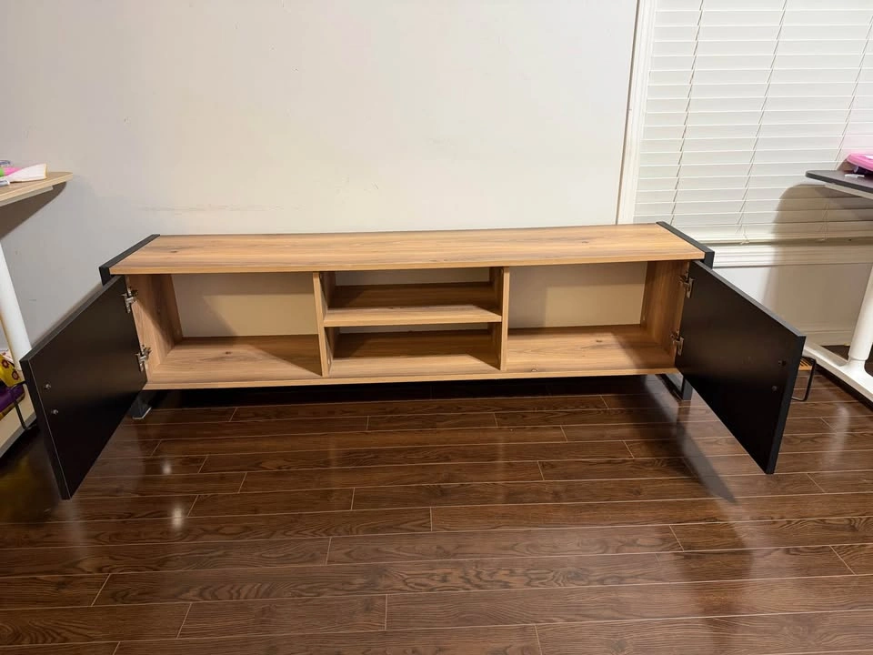 TV Stand for 75 Inch TV — Wood, Drawers + Storage, Like New - photo 2