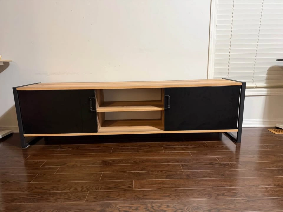 TV Stand for 75 Inch TV — Wood, Drawers + Storage, Like New - photo 3