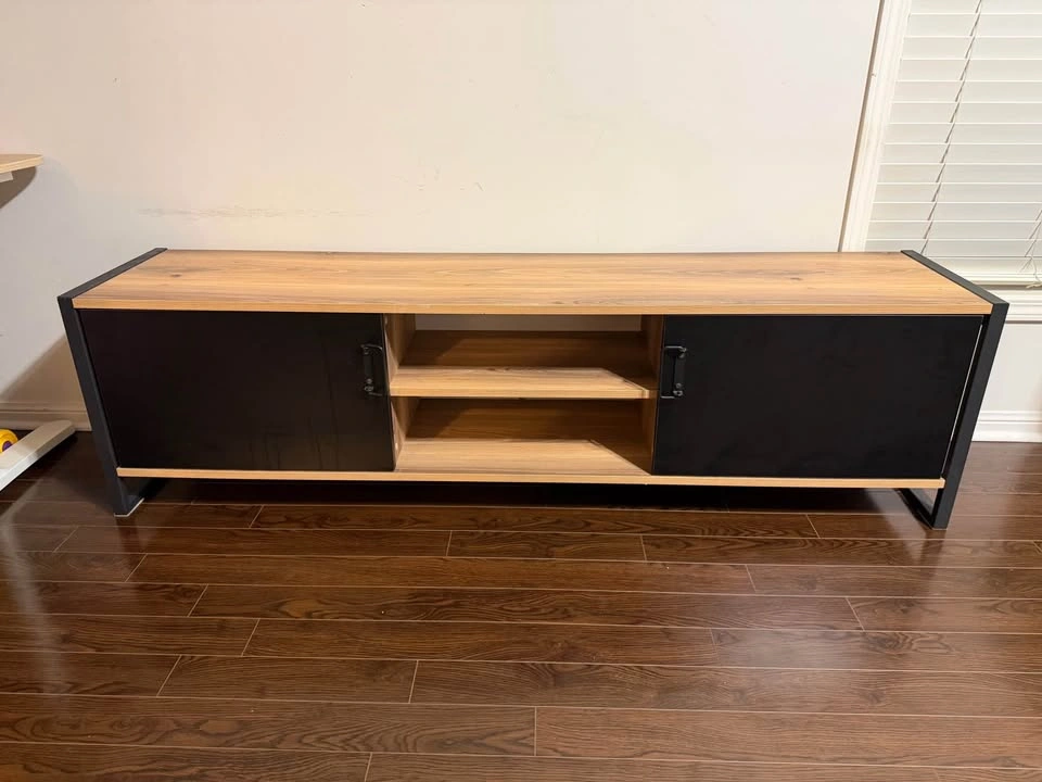 TV Stand for 75 Inch TV — Wood, Drawers + Storage, Like New - photo 4