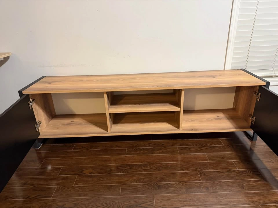 TV Stand for 75 Inch TV — Wood, Drawers + Storage, Like New - photo 5
