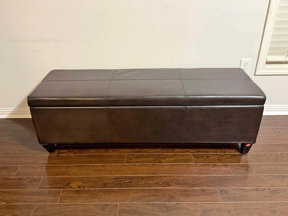 Brown Leather Storage Ottoman — Brand New in Box