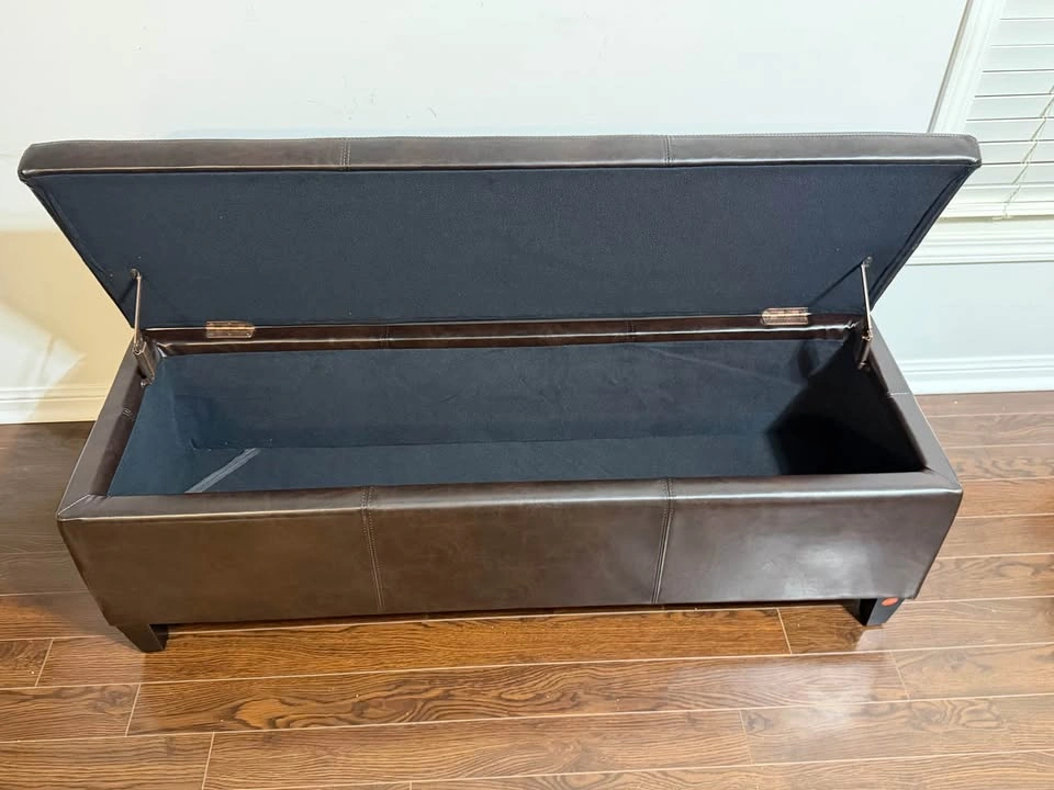 Brown Leather Storage Ottoman — Brand New in Box - photo 2