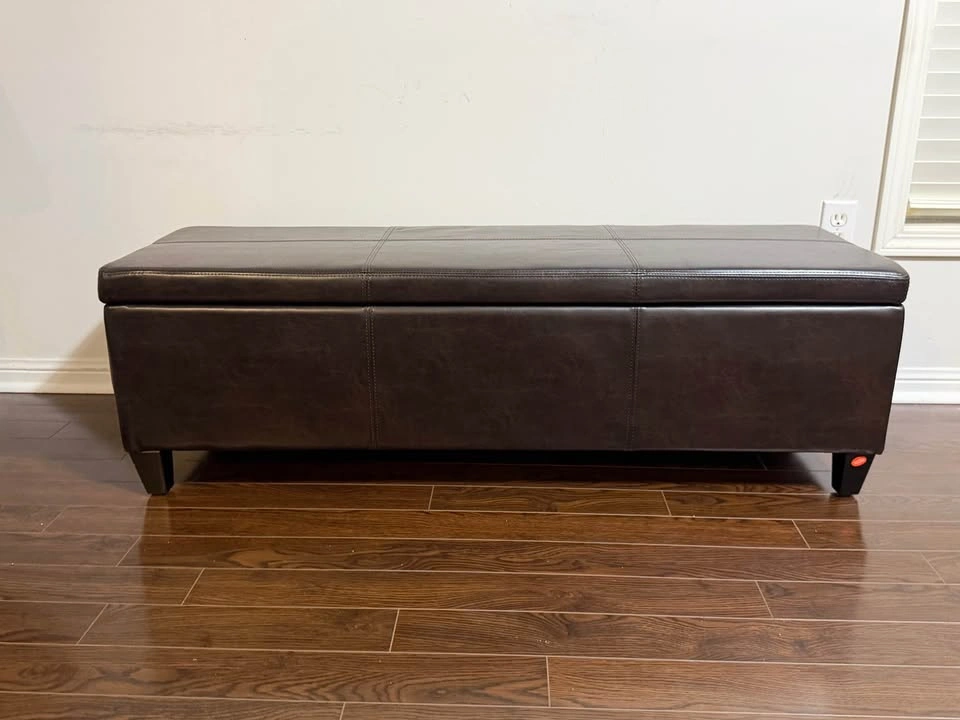 Brown Leather Storage Ottoman — Brand New in Box - photo 3