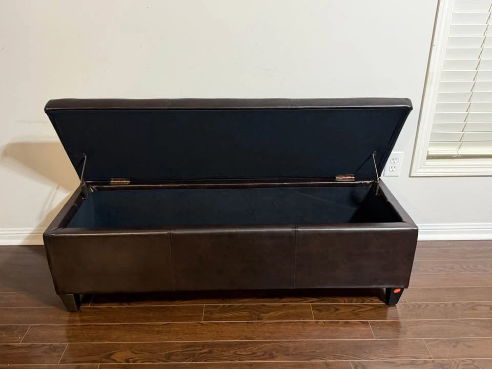 Brown Leather Storage Ottoman — Brand New in Box - photo 4