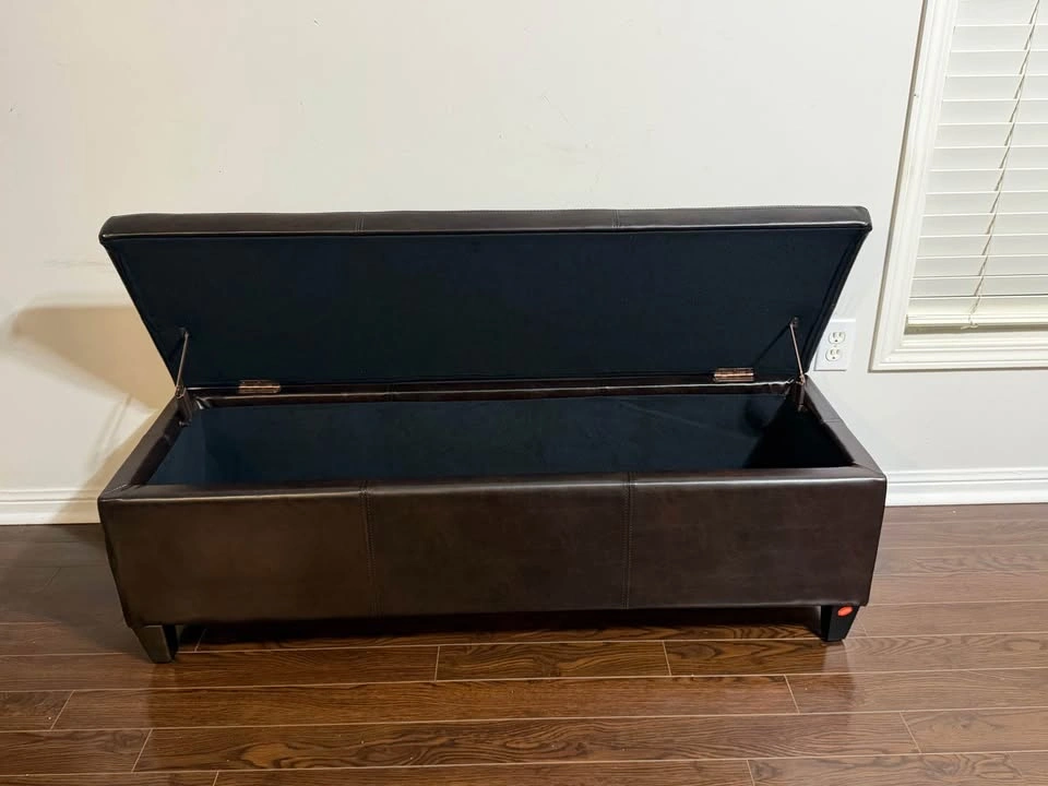 Brown Leather Storage Ottoman — Brand New in Box - photo 5