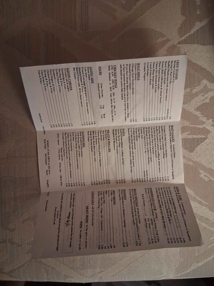 Vintage 1988 J.D.'s Restaurant & Lounge menu Indian Rocks Beach - photo 2