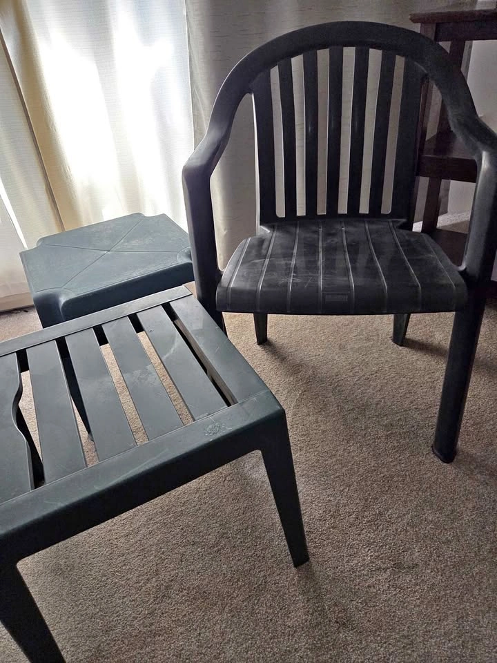Plastic Patio Chair and Side Tables