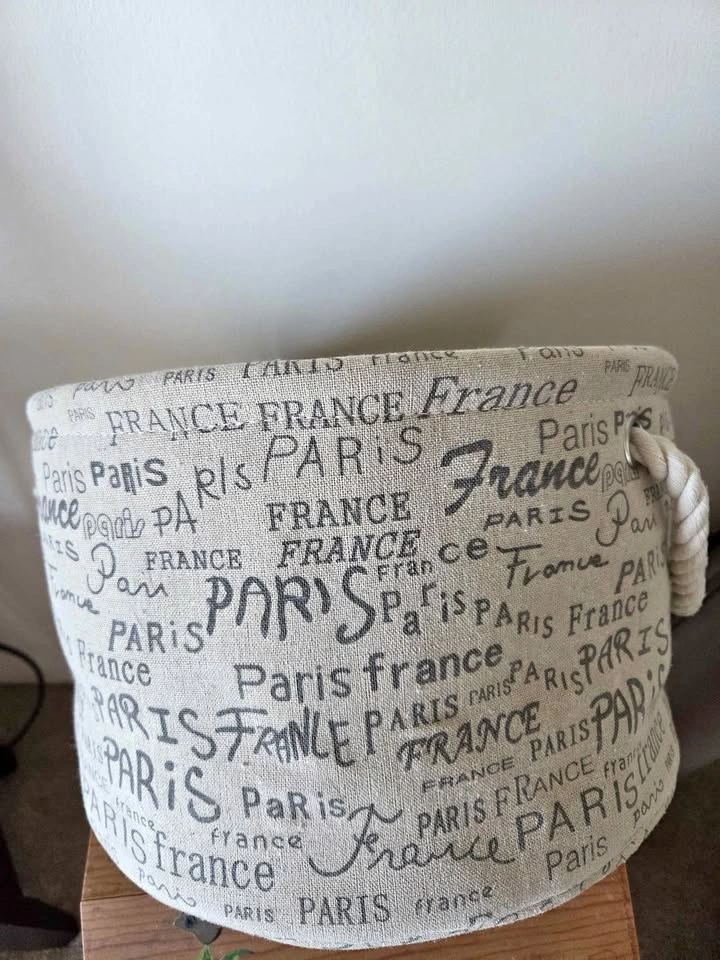Paris France Themed Fabric Storage Basket