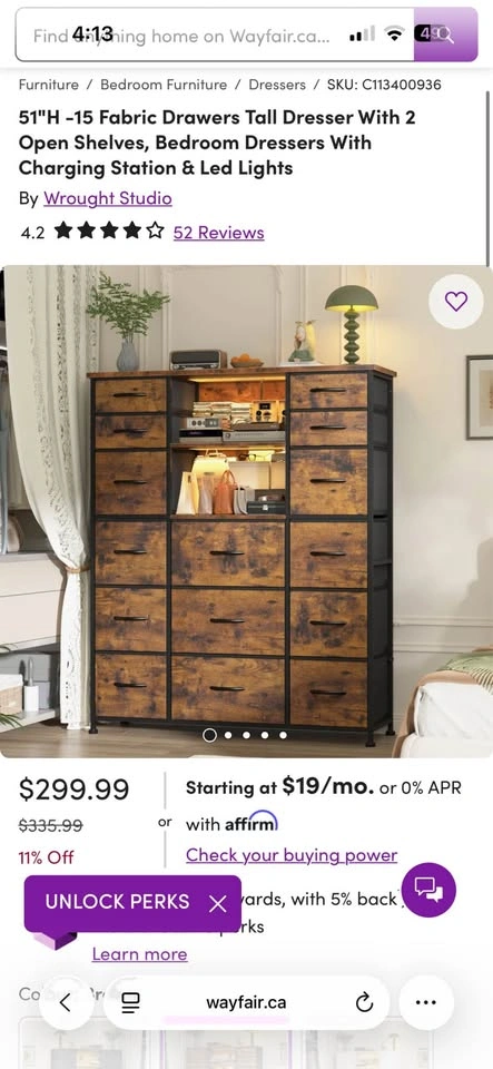 51"H Tall Dresser with 15 Fabric Drawers & Charging Station - photo 3