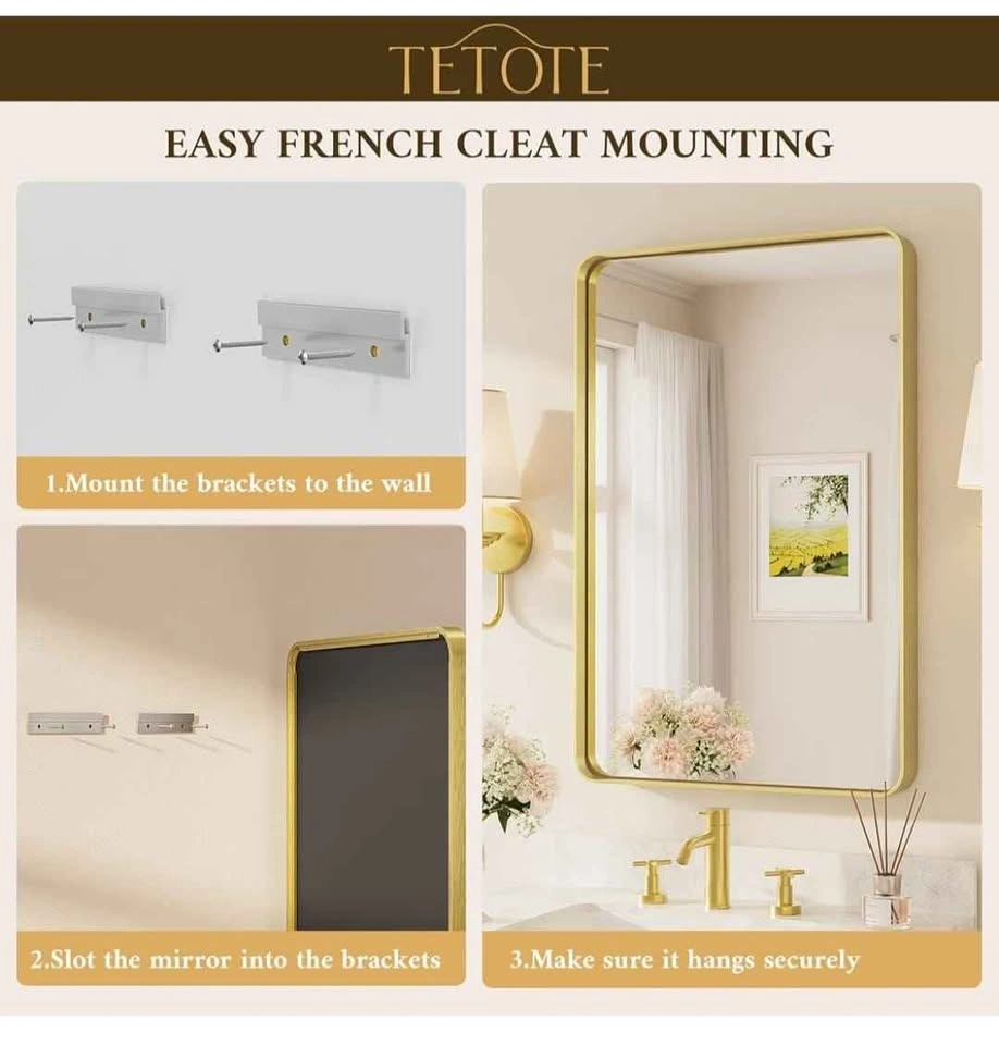 TETOTE 30x36 Inch Gold Bathroom Vanity Mirror - photo 2