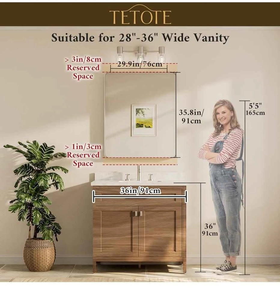 TETOTE 30x36 Inch Gold Bathroom Vanity Mirror - photo 3