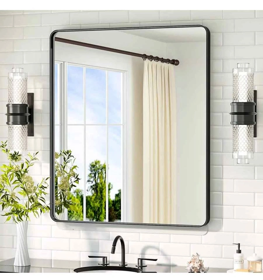 TETOTE 30x36 Inch Matte Black Bathroom Vanity Mirror