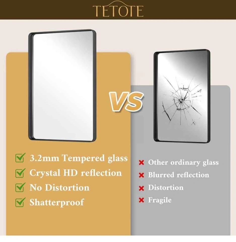 TETOTE 30x36 Inch Matte Black Bathroom Vanity Mirror - photo 2