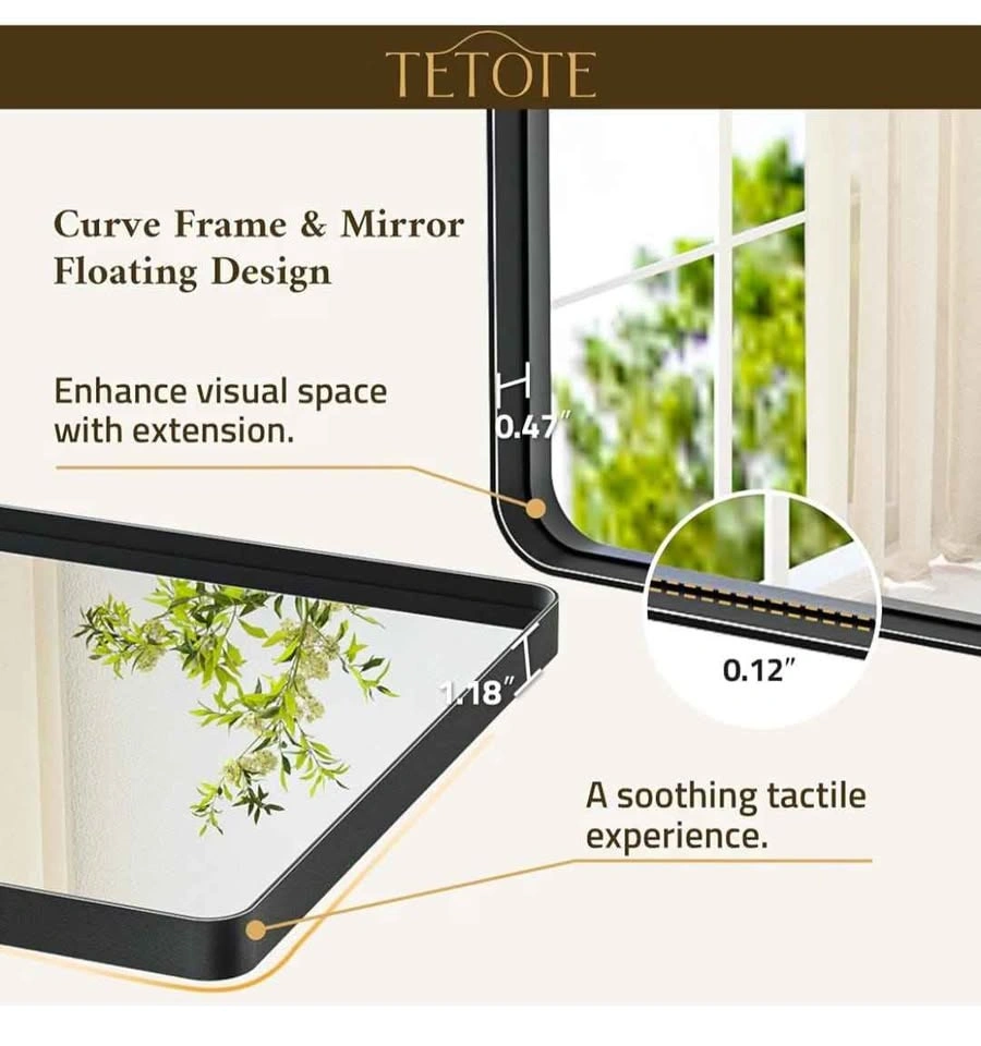 TETOTE 30x36 Inch Matte Black Bathroom Vanity Mirror - photo 3