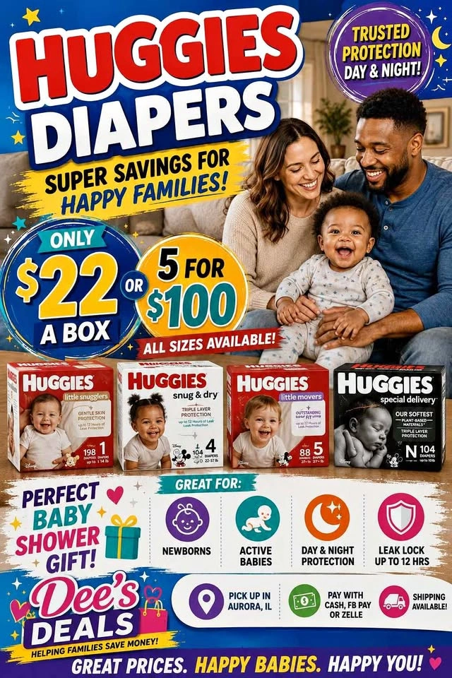 Huggies Diapers Sale $22 a box or 5 for $100