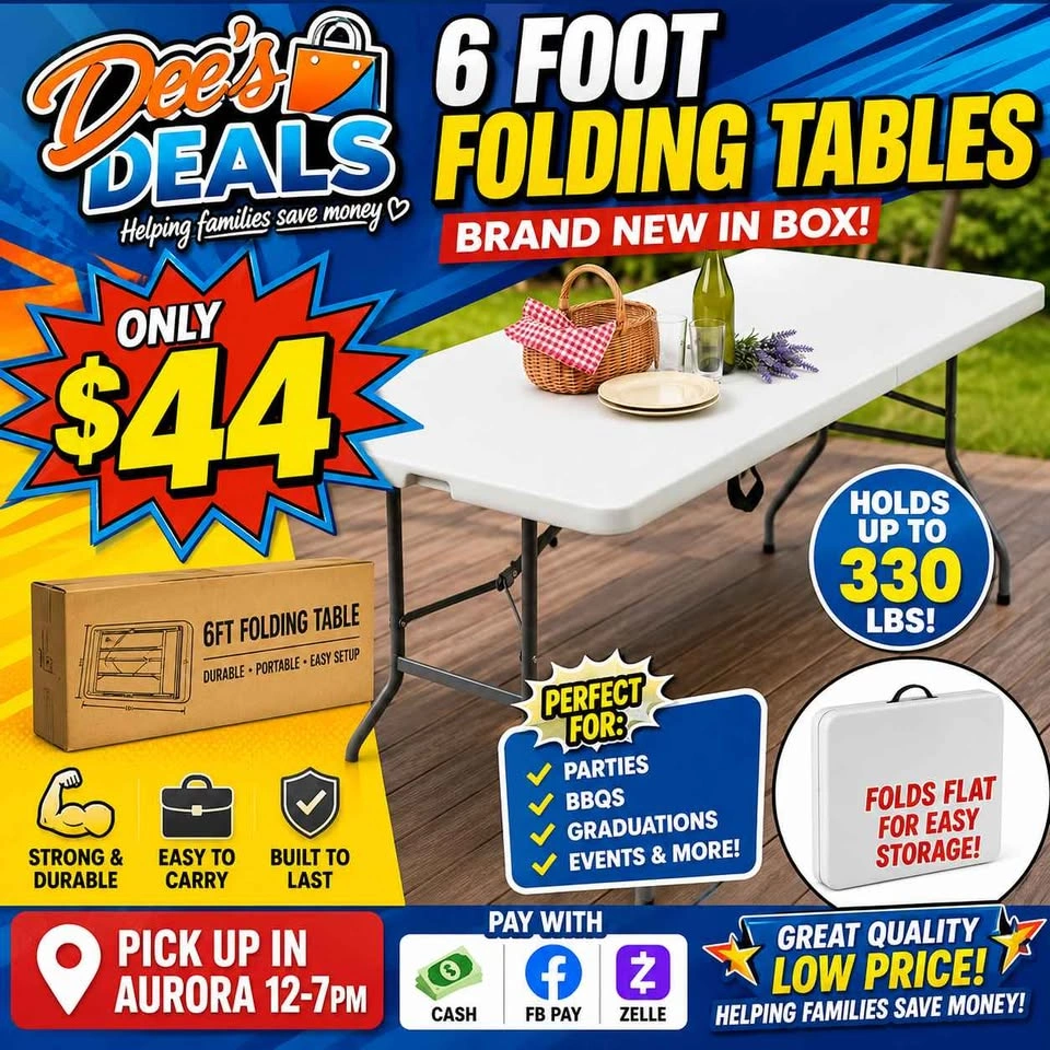 6 Foot Folding Table BRAND NEW IN BOX $44 - photo 2
