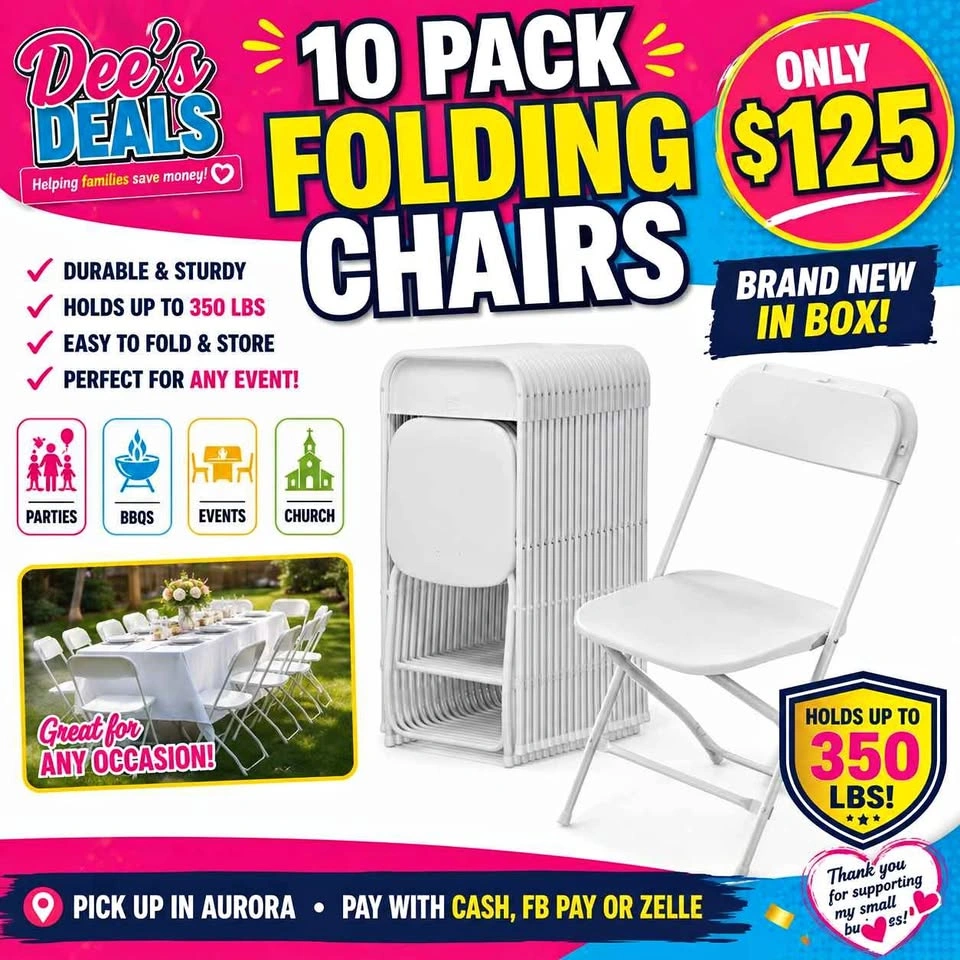 10 Pack Commercial Folding Chairs BRAND NEW IN BOX