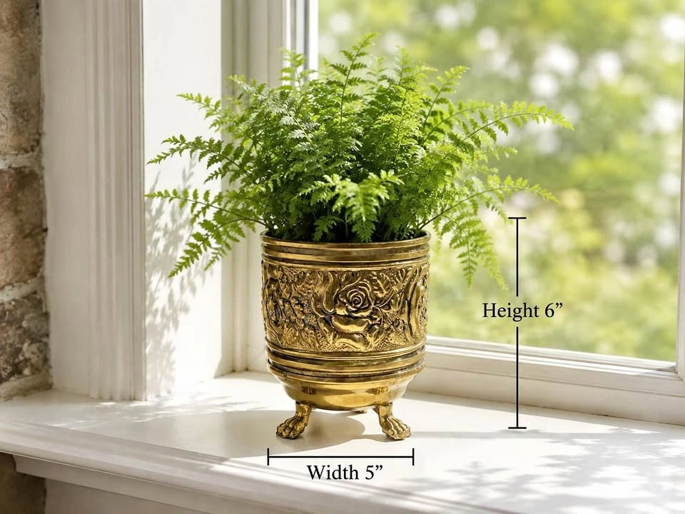 Brass Planter Petite Footed MADE IN ENGLAND