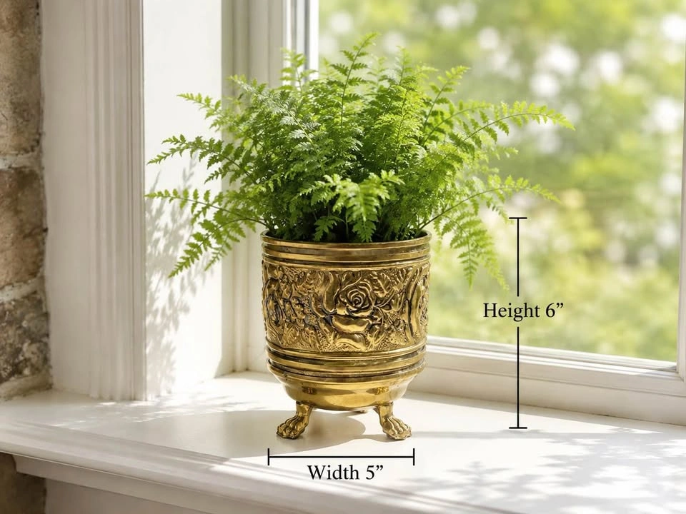 Brass Planter Petite Footed MADE IN ENGLAND - photo 2