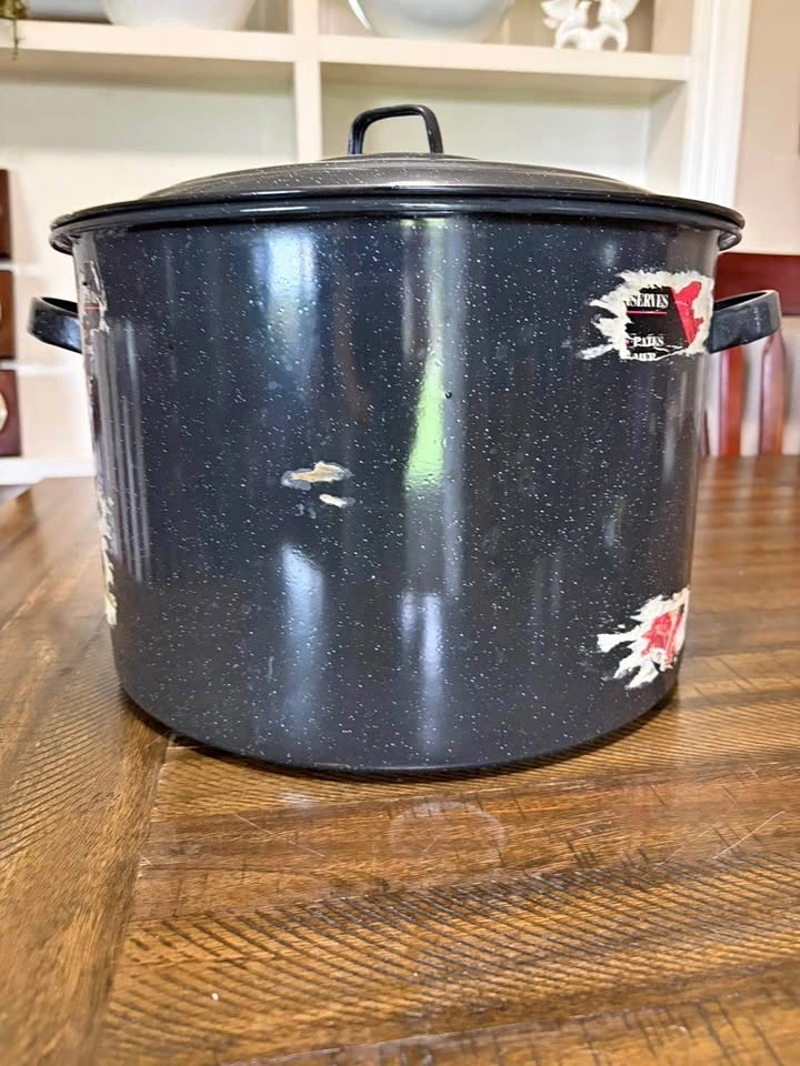 Large Speckled Enamelware Stock Pot with Lid