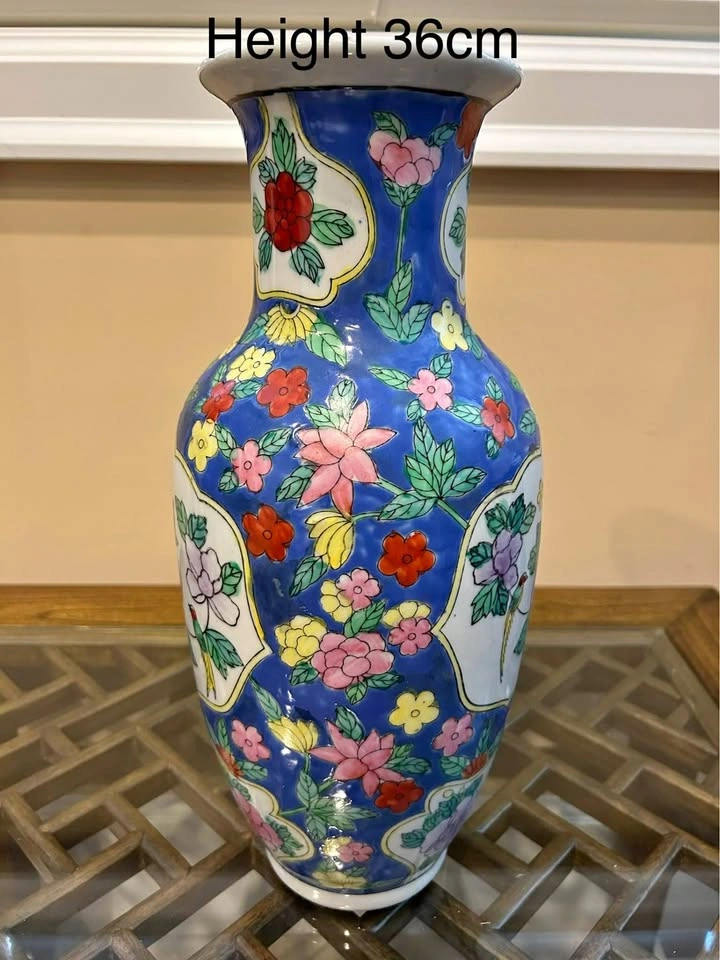 Antique Hand Crafted Chinese Floral Vase