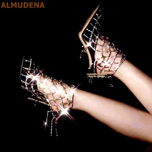 Bling Crystal Net Fringe Wedding Shoes Black White Patchwork - photo 2