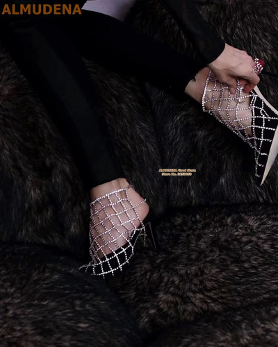 Bling Crystal Net Fringe Wedding Shoes Black White Patchwork - photo 3