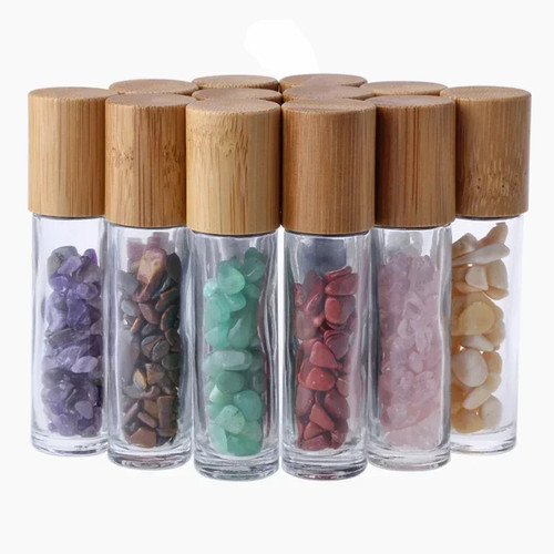 10Pcs 10ml Essential Oil Natural Jade Roller Bottles