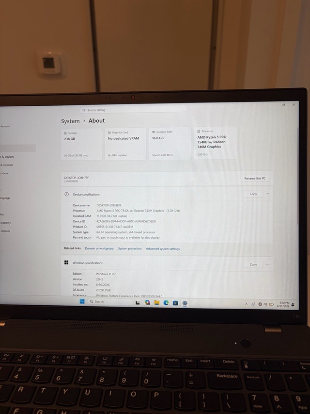 Lenovo ThinkPad T16 – Ryzen 5 PRO, RTX 3050 6GB, 16GB RAM - photo 3