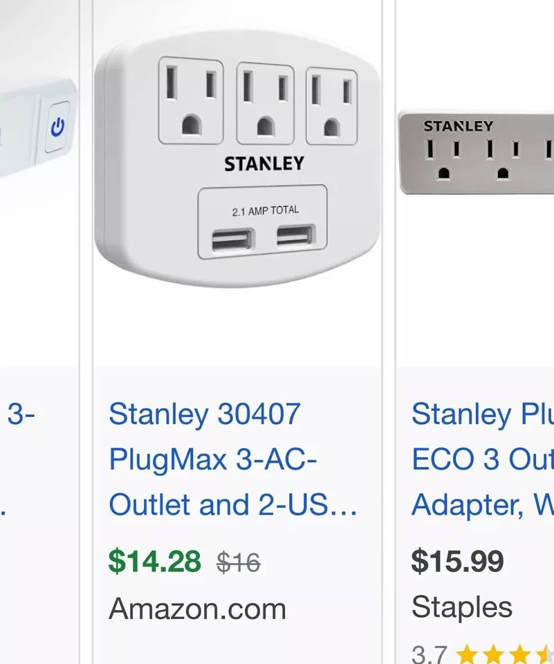 Stanley PlugMax 3-AC-Outlet 2-USB-Plug Wall Tap - photo 5