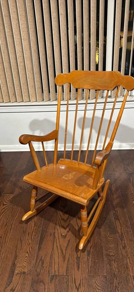 Vintage Windsor Style Wooden Rocking Chair