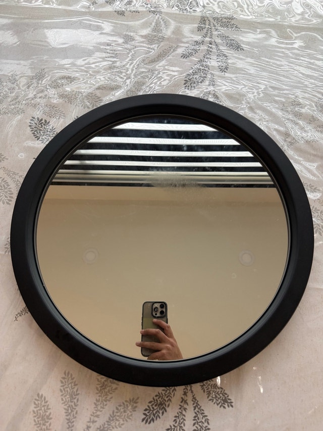 Round Black Mirror and Matching Art Prints