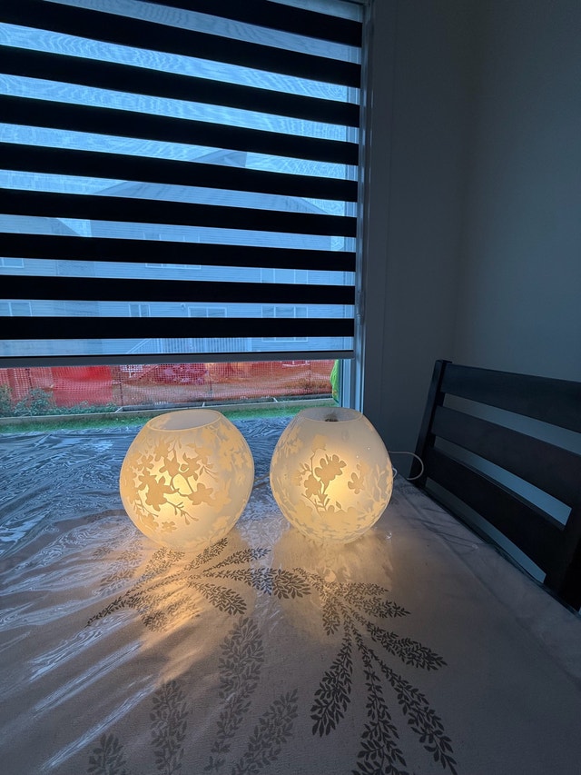 IKEA Floral Glass Globe Table Lamps