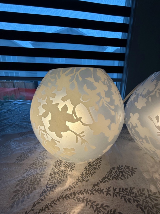 IKEA Floral Glass Globe Table Lamps - photo 2