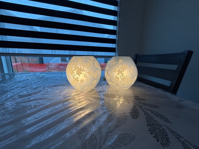 IKEA Floral Glass Globe Table Lamps - photo 3