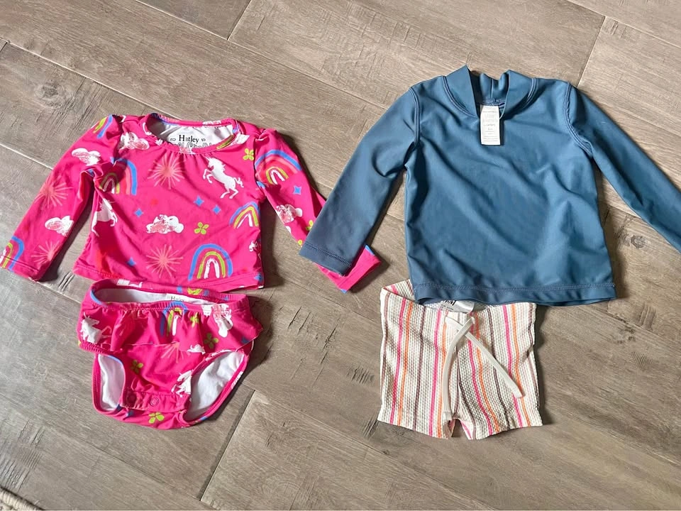 Baby girl 3-6 month old swimsuits and rashguards