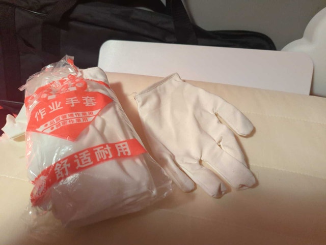 white satin gloves