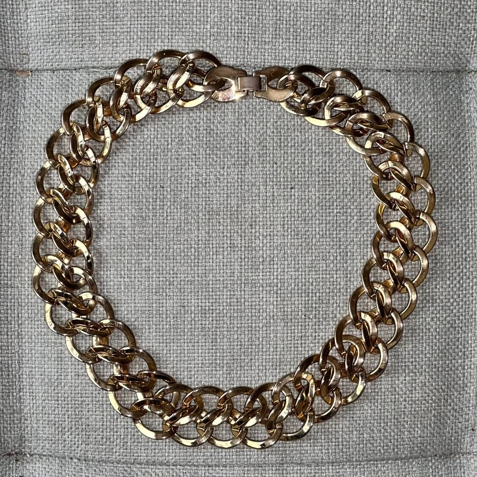 Gold Tone Chunky Double Link Chain Necklace - 18 Inch - photo 5