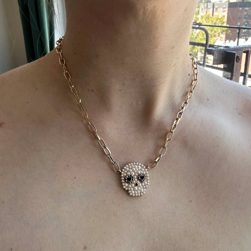 BaubleBar Pearl Skull Necklace – Gold-Tone Sugar Skull Pendant - photo 5