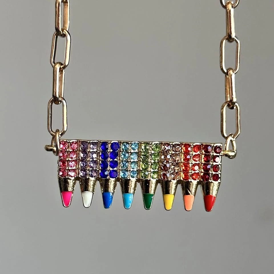Colored Pencils Rainbow Necklace – Back to School Pendant
