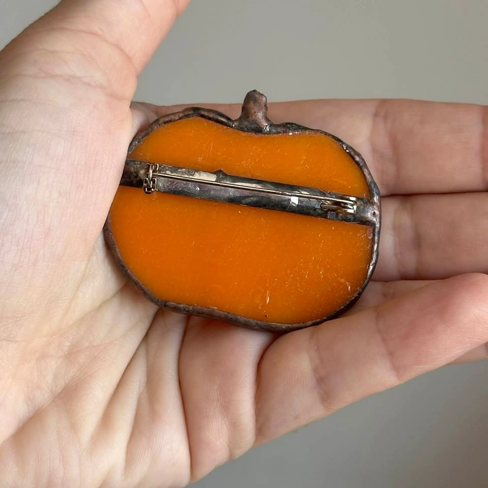 Pumpkin Brooch – Copper Wire Fall Halloween Pin - photo 2