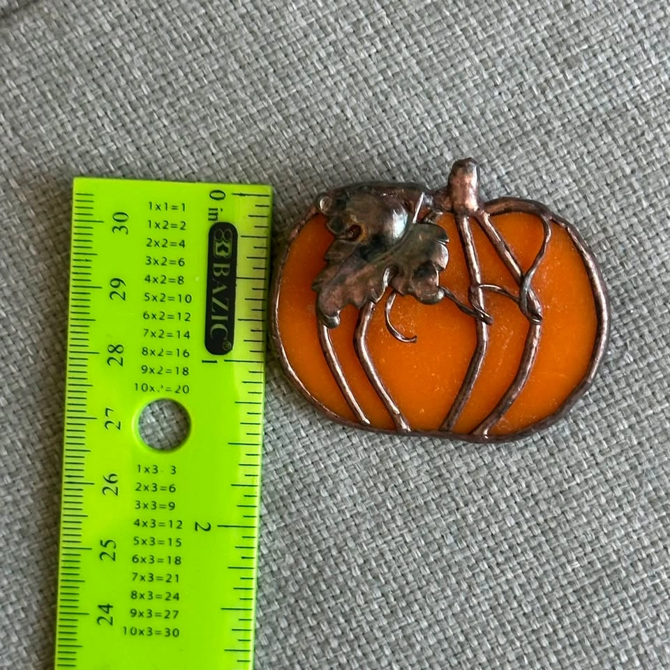 Pumpkin Brooch – Copper Wire Fall Halloween Pin - photo 4