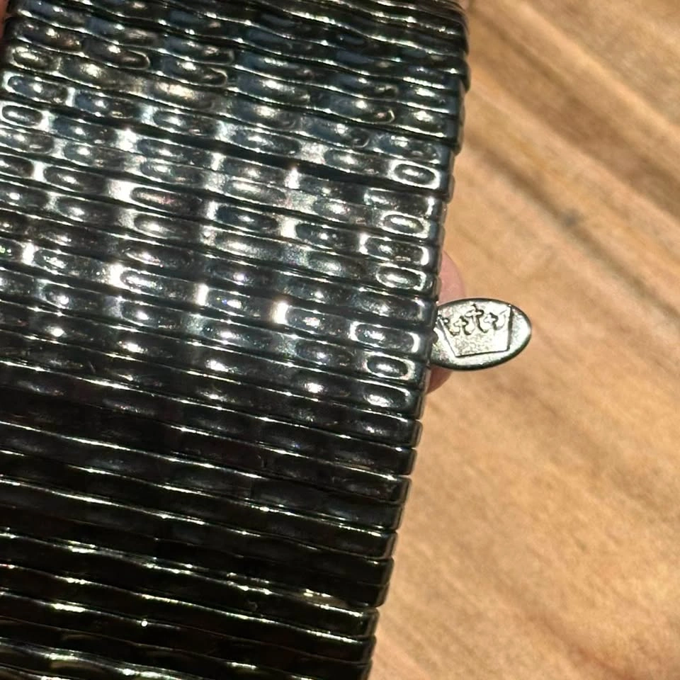 Vintage Wide Cuff Bracelet – Gunmetal Stretch Bangle - photo 3
