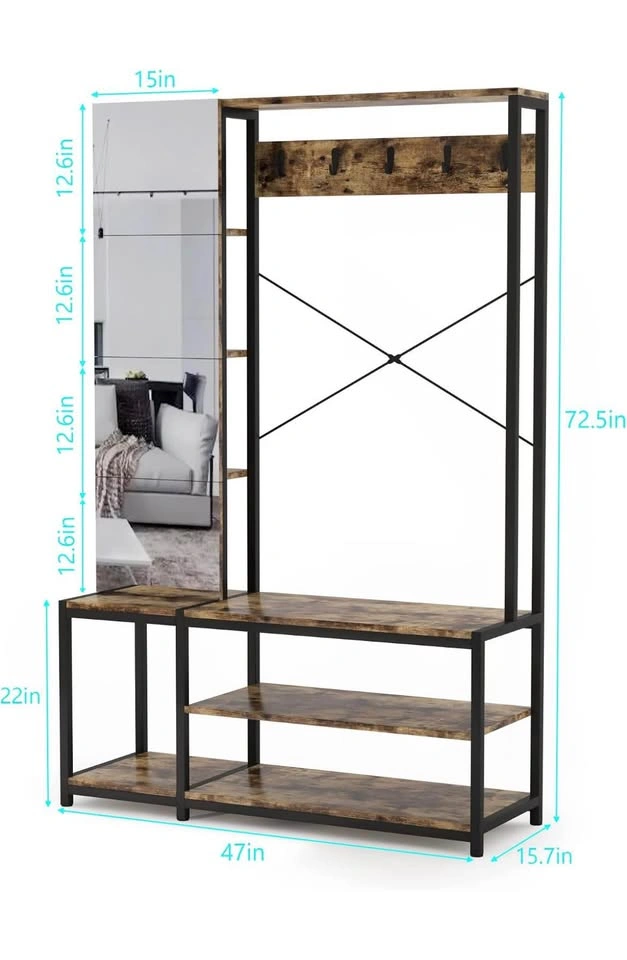 Hallway unit with shoe rack and mirror - photo 3