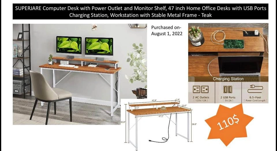 Computer desk with charging station